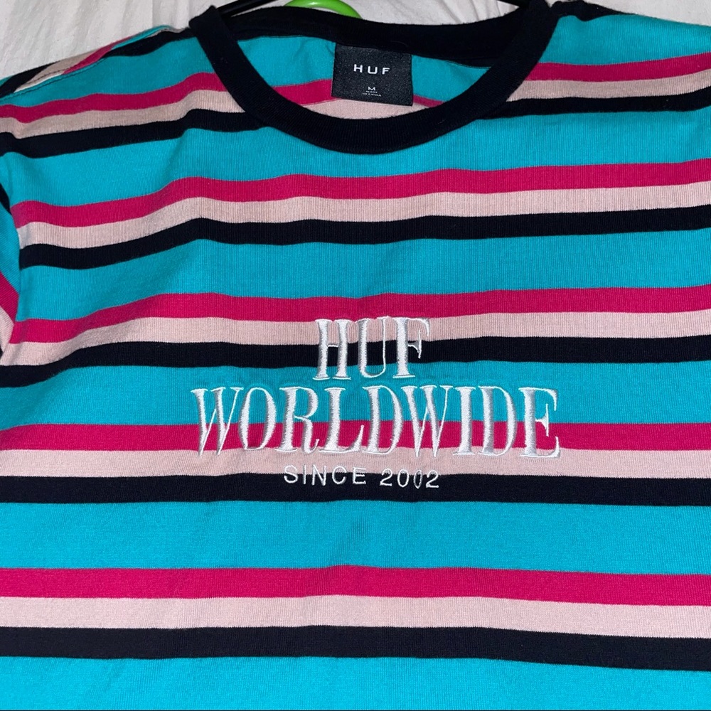 HUF Embroidered striped tee